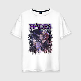 Женская футболка хлопок Oversize с принтом Hades Nyx (Z) в Курске, 100% хлопок | свободный крой, круглый ворот, спущенный рукав, длина до линии бедер
 | aid | hades | nyx | roguelike | thanatos | zagreus | аид | гадес | загрей | никс | рогалик | танатос