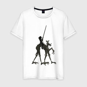 Мужская футболка хлопок с принтом Всадник в Курске, 100% хлопок | прямой крой, круглый вырез горловины, длина до линии бедер, слегка спущенное плечо. | fantasy | monster | всадник | животные | копьё | магия | монстр | рыцарь | фэнтези