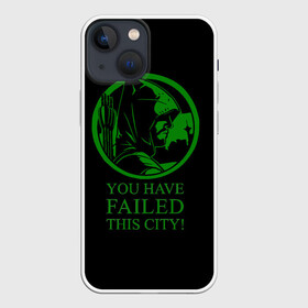 Чехол для iPhone 13 mini с принтом Стрела в Курске,  |  | Тематика изображения на принте: netflix | oliver queen | the arrow | vigilante | you have faled this sity | зеленая стрела | капюшон | лучник | мститель | нетфликс | оливен квин | сериал стрела | супергерой