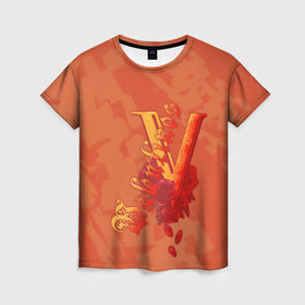 Женская футболка 3D с принтом Valentinos Gang CP 2077 в Курске, 100% полиэфир ( синтетическое хлопкоподобное полотно) | прямой крой, круглый вырез горловины, длина до линии бедер | city | cyberpunk | gang | night | valentinos | андроид | киберпанк | киборг | найт | робот | сити