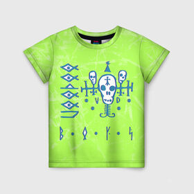 Детская футболка 3D с принтом Voodoo Boys Gang CP 2077 в Курске, 100% гипоаллергенный полиэфир | прямой крой, круглый вырез горловины, длина до линии бедер, чуть спущенное плечо, ткань немного тянется | boys | city | cyberpunk | gang | night | voodoo | андроид | киберпанк | киборг | найт | робот | сити