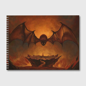 Альбом для рисования с принтом Владыка тьмы в Курске, 100% бумага
 | матовая бумага, плотность 200 мг. | горящее | крылья | лава | летучая | мрачный | мышь | небо | огонь | скалы | страшный | сюрреализм