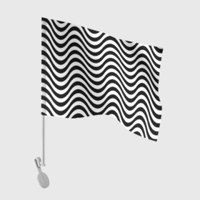 Флаг для автомобиля с принтом ЧБ Волна в Курске, 100% полиэстер | Размер: 30*21 см | зебра | кривые | полосы | текстуры | узор волна | чб | чб волна | черное и белое