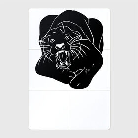Магнитный плакат 2Х3 с принтом Черная Пантера в Курске, Полимерный материал с магнитным слоем | 6 деталей размером 9*9 см | art | cat | kitten | kitty | panther | tattoo | арт | бесстрашие | дерзкая | джунгли | дикая кошка | животные | киска | клыки | котенок | кошка | леопард | оскал | пантера | природа | тату | тропики | тьма | хищник