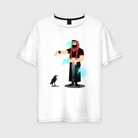 Женская футболка хлопок Oversize с принтом Хранитель птиц в Курске, 100% хлопок | свободный крой, круглый ворот, спущенный рукав, длина до линии бедер
 | 