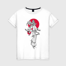 Женская футболка хлопок с принтом Dancer Танцовщица 01 в Курске, 100% хлопок | прямой крой, круглый вырез горловины, длина до линии бедер, слегка спущенное плечо | 