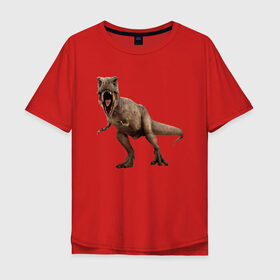 Мужская футболка хлопок Oversize с принтом T-Rex в Курске, 100% хлопок | свободный крой, круглый ворот, “спинка” длиннее передней части | dinosaurs | predator | дино | динозавр | звери | хищник | ящер