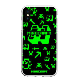 Чехол для iPhone XS Max матовый с принтом Minecraft в Курске, Силикон | Область печати: задняя сторона чехла, без боковых панелей | minecraft | алекс | белый | блоки | ведьма | взрывчатка | визера | волк | гаст | добывать | дракон | зеленый куб | зомби | игра | крафт | крипер | кубики | лошадка | майн | майнкрафт | манкрафт | овечка | оцелот