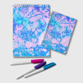 Блокнот с принтом Нежные краски в Курске, 100% бумага | 48 листов, плотность листов — 60 г/м2, плотность картонной обложки — 250 г/м2. Листы скреплены удобной пружинной спиралью. Цвет линий — светло-серый
 | Тематика изображения на принте: abstract | blue | casual | casual style | pink | texture | абстрактный рисунок | абстракция | блики | брызги | вода | волны | градиент | краски | мазки | море | морская | пастельные цвета | повседневный | пятна красок
