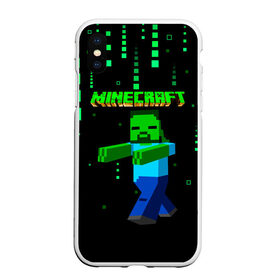 Чехол для iPhone XS Max матовый с принтом Minecraft в Курске, Силикон | Область печати: задняя сторона чехла, без боковых панелей | Тематика изображения на принте: minecraft | алекс | белый | блоки | ведьма | взрывчатка | визера | волк | гаст | добывать | дракон | зеленый куб | зомби | игра | крафт | крипер | кубики | лошадка | майн | майнкрафт | манкрафт | овечка | оцелот