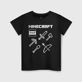 Детская футболка хлопок с принтом Minecraft в Курске, 100% хлопок | круглый вырез горловины, полуприлегающий силуэт, длина до линии бедер | minecraft | алекс | белый | блоки | ведьма | взрывчатка | визера | волк | гаст | добывать | дракон | зеленый куб | зомби | игра | крафт | крипер | кубики | лошадка | майн | майнкрафт | манкрафт | овечка | оцелот