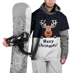 Накидка на куртку 3D с принтом Merry Christmas в Курске, 100% полиэстер |  | christmas | merry christmas | santa claus | дед мороз | ёлка | новогодние олени | новый год | оленёнок бэмби | оленёнок рудольф | орнамент | с новым годом | санта клаус | свитер с оленями | снегурочка | снежинки | узоры
