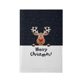 Обложка для паспорта матовая кожа с принтом Merry Christmas в Курске, натуральная матовая кожа | размер 19,3 х 13,7 см; прозрачные пластиковые крепления | christmas | merry christmas | santa claus | дед мороз | ёлка | новогодние олени | новый год | оленёнок бэмби | оленёнок рудольф | орнамент | с новым годом | санта клаус | свитер с оленями | снегурочка | снежинки | узоры