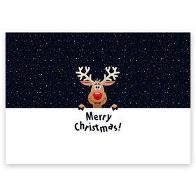 Поздравительная открытка с принтом Merry Christmas в Курске, 100% бумага | плотность бумаги 280 г/м2, матовая, на обратной стороне линовка и место для марки
 | christmas | merry christmas | santa claus | дед мороз | ёлка | новогодние олени | новый год | оленёнок бэмби | оленёнок рудольф | орнамент | с новым годом | санта клаус | свитер с оленями | снегурочка | снежинки | узоры
