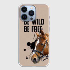 Чехол для iPhone 13 Pro с принтом Be wild be free в Курске,  |  | horse | horseshoe | акварель | головалошади | грива | жеребец | животные | конь | лошадь | лошадьскрыльями | подкова | природа | рисуноккрасками