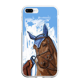 Чехол для iPhone 7Plus/8 Plus матовый с принтом красивый конь в Курске, Силикон | Область печати: задняя сторона чехла, без боковых панелей | horse | horseshoe | акварель | головалошади | грива | жеребец | животные | конь | лошадь | лошадьскрыльями | подкова | природа | рисуноккрасками