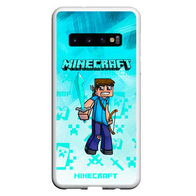 Чехол для Samsung Galaxy S10 с принтом Minecraft в Курске, Силикон | Область печати: задняя сторона чехла, без боковых панелей | Тематика изображения на принте: minecraft | алекс | белый | блоки | ведьма | взрывчатка | визера | волк | гаст | добывать | дракон | зеленый куб | зомби | игра | крафт | крипер | кубики | лошадка | майн | майнкрафт | манкрафт | овечка | оцелот