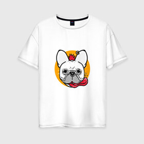Женская футболка хлопок Oversize с принтом Панк-рок мопс в Курске, 100% хлопок | свободный крой, круглый ворот, спущенный рукав, длина до линии бедер
 | animal | dog | pug | punk | rock | животные | метал | мопс | панк | пирсинг | рок | собака