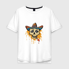 Мужская футболка хлопок Oversize с принтом Draw Рисуй в Курске, 100% хлопок | свободный крой, круглый ворот, “спинка” длиннее передней части | кисточка | мексиканский | сомбреро | череп