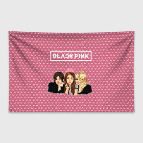 Флаг-баннер с принтом BlackPink в Курске, 100% полиэстер | размер 67 х 109 см, плотность ткани — 95 г/м2; по краям флага есть четыре люверса для крепления | blackpink | blink | bts | exo | icecream | jennie | jisoo | korea | kpop | lisa | love | rose | блекпинк | девушки | корея | кпоп | музыка