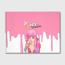 Альбом для рисования с принтом BLACKPINK Ice Cream в Курске, 100% бумага
 | матовая бумага, плотность 200 мг. | Тематика изображения на принте: blackpink | blink | bts | exo | icecream | jennie | jisoo | korea | kpop | lisa | love | rose | блекпинк | девушки | корея | кпоп | музыка