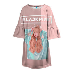 Детское платье 3D с принтом BlackPink в Курске, 100% полиэстер | прямой силуэт, чуть расширенный к низу. Круглая горловина, на рукавах — воланы | blackpink | blink | bts | exo | icecream | jennie | jisoo | korea | kpop | lisa | love | rose | блекпинк | девушки | корея | кпоп | музыка