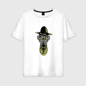 Женская футболка хлопок Oversize с принтом Обезьяна в Курске, 100% хлопок | свободный крой, круглый ворот, спущенный рукав, длина до линии бедер
 | горилла | животное | зверь | мартышка | обезьяна