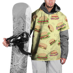 Накидка на куртку 3D с принтом Узор с бургерами в Курске, 100% полиэстер |  | Тематика изображения на принте: бургер | гамбургер | еда | желтый | паттерн | узор | фастфуд