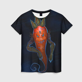 Женская футболка 3D с принтом Cosmo Carrot в Курске, 100% полиэфир ( синтетическое хлопкоподобное полотно) | прямой крой, круглый вырез горловины, длина до линии бедер | alien | космос | морковь | фентези