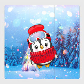 Магнитный плакат 3Х3 с принтом Милый пингвин в свитере в Курске, Полимерный материал с магнитным слоем | 9 деталей размером 9*9 см | Тематика изображения на принте: 2021 | 7 января | bull | newyear | santa | бык | быки | бычок | год быка | дед мороз | корова | новогодние каникулы | новогодние праздники | новый 2021 | новый год | новый год 2021 | рождество | сани | санта | санта клаус