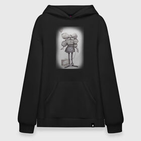 Худи SuperOversize хлопок с принтом Sad Clown в Курске, 70% хлопок, 30% полиэстер, мягкий начес внутри | карман-кенгуру, эластичная резинка на манжетах и по нижней кромке, двухслойный капюшон
 | Тематика изображения на принте: клоун | цепь | цирк | шарик