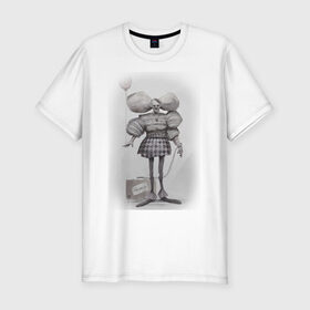 Мужская футболка хлопок Slim с принтом Sad Clown в Курске, 92% хлопок, 8% лайкра | приталенный силуэт, круглый вырез ворота, длина до линии бедра, короткий рукав | клоун | цепь | цирк | шарик