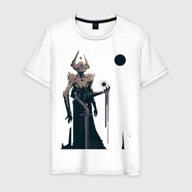 Мужская футболка хлопок с принтом Alien God в Курске, 100% хлопок | прямой крой, круглый вырез горловины, длина до линии бедер, слегка спущенное плечо. | космос | меч | пришелец | хоррор