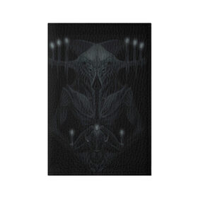 Обложка для паспорта матовая кожа с принтом Alien в Курске, натуральная матовая кожа | размер 19,3 х 13,7 см; прозрачные пластиковые крепления | козел | пришелец | свечи | хоррор