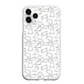 Чехол для iPhone 11 Pro матовый с принтом Cats в Курске, Силикон |  | cats. black | doodle | white | белое | забавно | кот | котики | кошки | милое | минимализм | черное