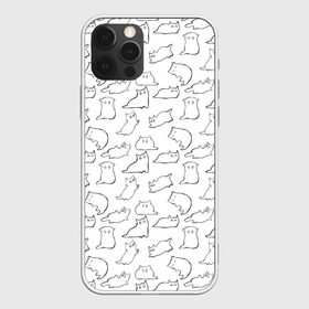 Чехол для iPhone 12 Pro Max с принтом Cats в Курске, Силикон |  | cats. black | doodle | white | белое | забавно | кот | котики | кошки | милое | минимализм | черное