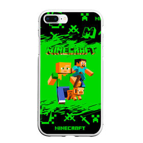 Чехол для iPhone 7Plus/8 Plus матовый с принтом Minecraft в Курске, Силикон | Область печати: задняя сторона чехла, без боковых панелей | minecraft | алекс | белый | блоки | взрывчатка | визера | гаст | добывать | дракон | зеленая | зеленый куб | зомби | игра | кирка | крафт | крипер | кубики | лошадка | майн | майнкрафт | манкрафт | меч | оцелот