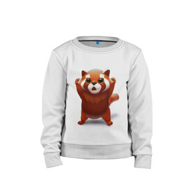 Детский свитшот хлопок с принтом Красная панда в Курске, 100% хлопок | круглый вырез горловины, эластичные манжеты, пояс и воротник | big eyes | cute | red panda | большие глаза | красная панда | милаха
