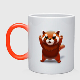 Кружка хамелеон с принтом Красная панда в Курске, керамика | меняет цвет при нагревании, емкость 330 мл | big eyes | cute | red panda | большие глаза | красная панда | милаха