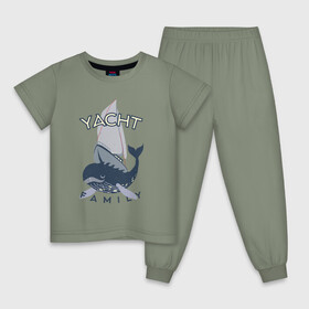 Детская пижама хлопок с принтом Yacht Family в Курске, 100% хлопок |  брюки и футболка прямого кроя, без карманов, на брюках мягкая резинка на поясе и по низу штанин
 | кит | лодка | море | морские жители | океан | яхта