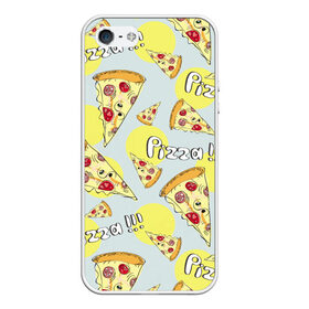 Чехол для iPhone 5/5S матовый с принтом Узор Куски пиццы в Курске, Силикон | Область печати: задняя сторона чехла, без боковых панелей | еда | желтый | кусок | паттерн | пеперони | пицца | узор | фастфуд