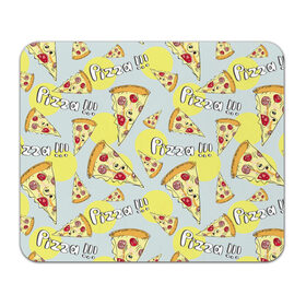 Коврик для мышки прямоугольный с принтом Узор Куски пиццы в Курске, натуральный каучук | размер 230 х 185 мм; запечатка лицевой стороны | еда | желтый | кусок | паттерн | пеперони | пицца | узор | фастфуд