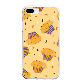 Чехол для iPhone 7Plus/8 Plus матовый с принтом Капкейки на желтом фоне в Курске, Силикон | Область печати: задняя сторона чехла, без боковых панелей | еда | желтый | капкейки | кондитер | оранжевый | паттерн | пирожное | повар | сладости | узор | хеллоуин