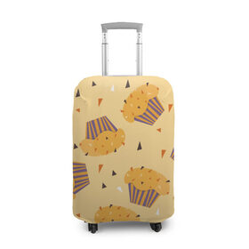 Чехол для чемодана 3D с принтом Капкейки на желтом фоне в Курске, 86% полиэфир, 14% спандекс | двустороннее нанесение принта, прорези для ручек и колес | еда | желтый | капкейки | кондитер | оранжевый | паттерн | пирожное | повар | сладости | узор | хеллоуин