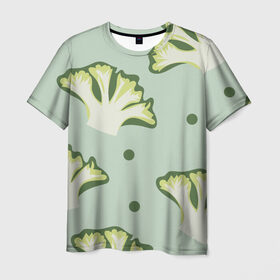 Мужская футболка 3D с принтом Брокколи - зеленый узор в Курске, 100% полиэфир | прямой крой, круглый вырез горловины, длина до линии бедер | Тематика изображения на принте: брокколи | здоровое питание | зеленый | зож | паттерн | растения | узор | фитнес