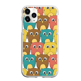 Чехол для iPhone 11 Pro матовый с принтом Разноцветные совы в Курске, Силикон |  | Тематика изображения на принте: детский | лесной | мультяшный | паттерн | разноцветный | сова | совушки | совы | узор