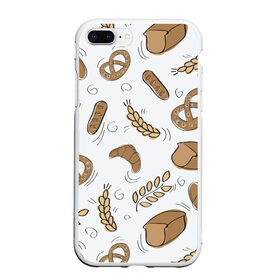 Чехол для iPhone 7Plus/8 Plus матовый с принтом Узор Пекарня в Курске, Силикон | Область печати: задняя сторона чехла, без боковых панелей | булки | коричневый | крендель | пекарня | повар | узор | хлеб