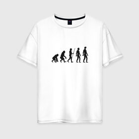 Женская футболка хлопок Oversize с принтом Эволюция Коронавирус - Черный в Курске, 100% хлопок | свободный крой, круглый ворот, спущенный рукав, длина до линии бедер
 | белый | вирус | изоляция | ковид | коронавирус | маска | эволюция
