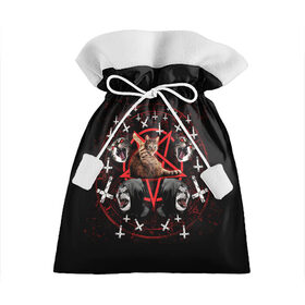 Подарочный 3D мешок с принтом Satanic Cat в Курске, 100% полиэстер | Размер: 29*39 см | Тематика изображения на принте: satan | киска | кот | кот мем | кошечка | кошка | кошки и коты | лиса | лисы | мем | мемы | с кошкой | сатана