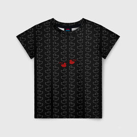 Детская футболка 3D с принтом уточки в Курске, 100% гипоаллергенный полиэфир | прямой крой, круглый вырез горловины, длина до линии бедер, чуть спущенное плечо, ткань немного тянется | black | doodle | white | белое | забавно | минимализм | птицы | текст | утки | черное